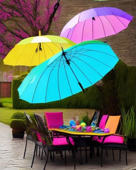 kolorowe parasole nad wielkanocnym stołem
