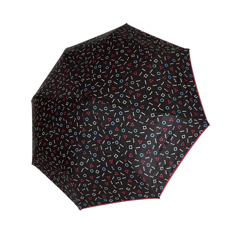 rozłożony parasol czarny z malinowym 02